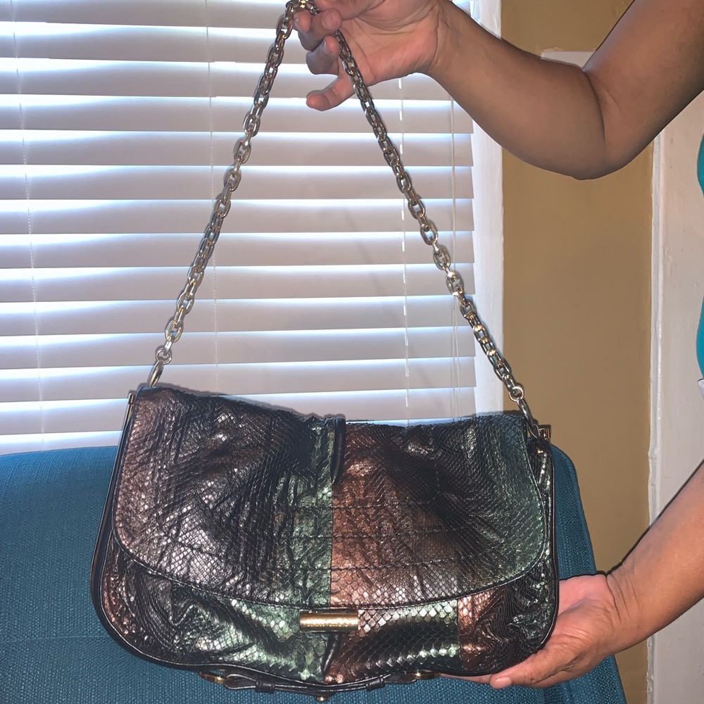 Jimmy Choo Metallic Python Lambskin Purse